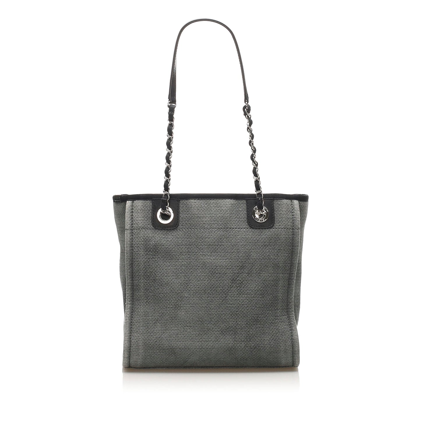 Chanel Deauville Tote Bag Gray Canvas Medium