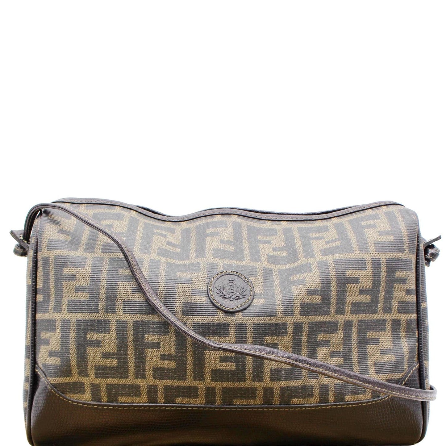 Fendi Roma Coated Crossbody Bag Leather Canvas