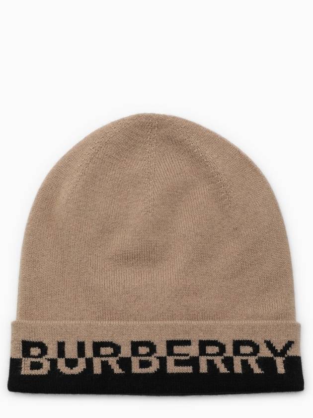 Burberry Luxury Cashmere Intarsia Beanie Handbag Brown Logo Travel Bag