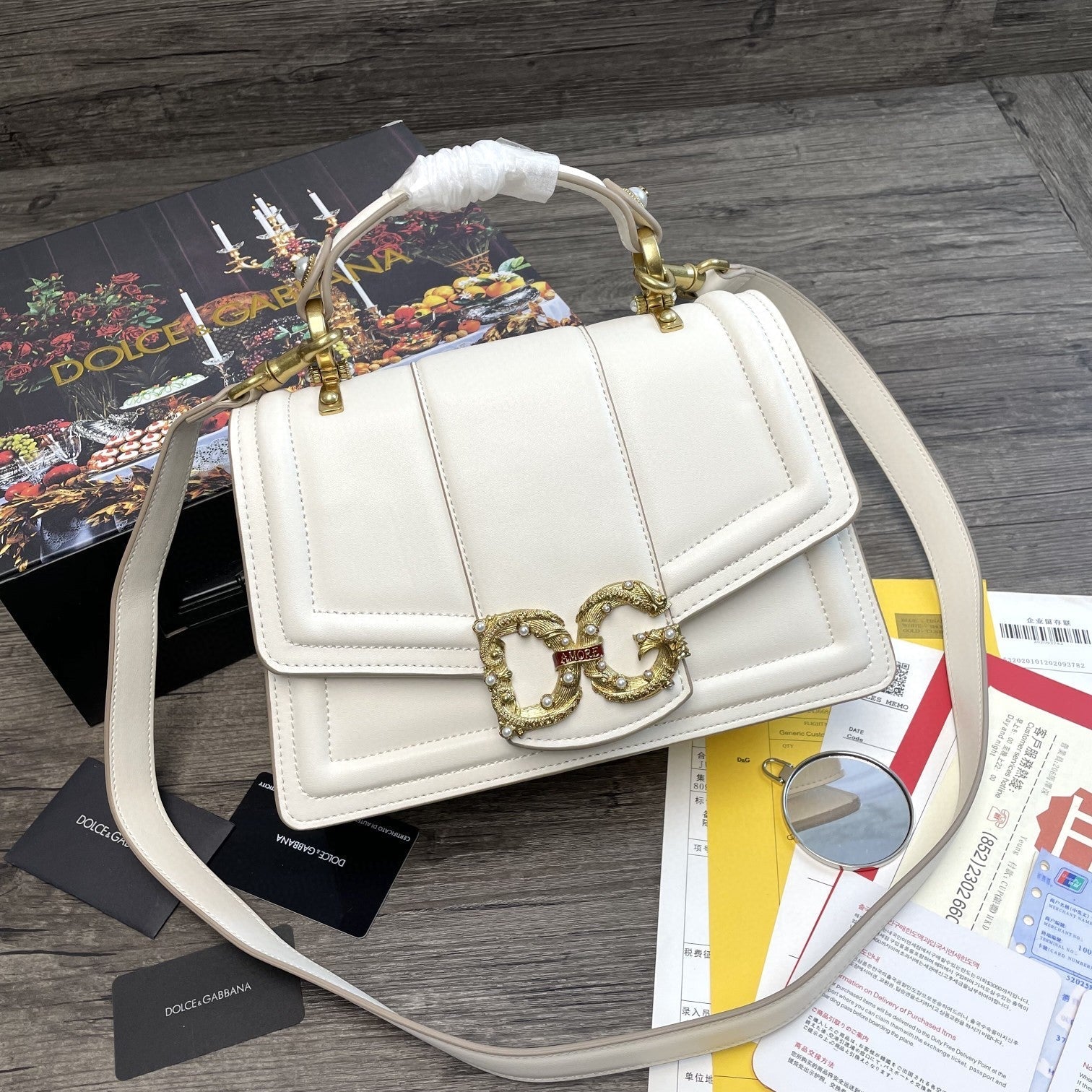 Girls Nappa Quilted White Travel Bag