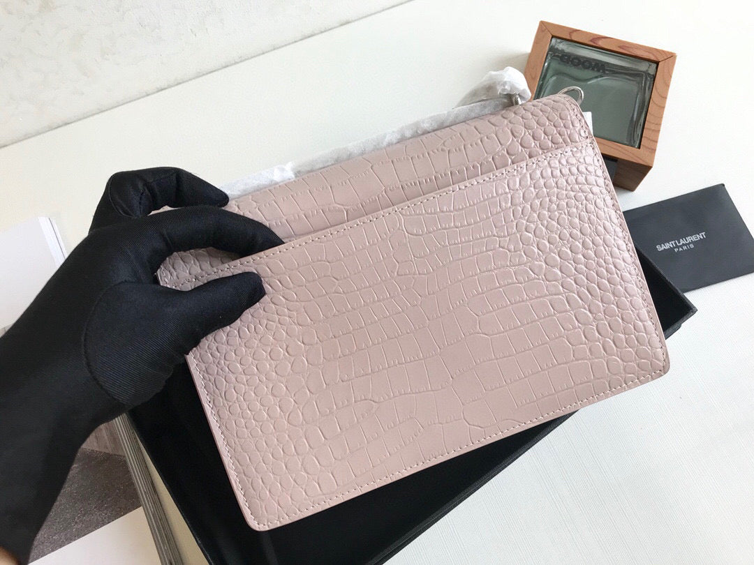YSL Saint Laurent Sunset Light 8in 22cm Pink Medium Chain Handbag