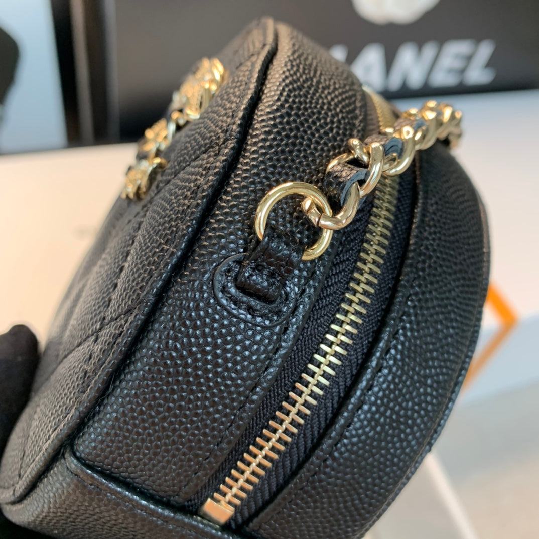 CHLRound 4.7in 12cm Black Crossbody Bag