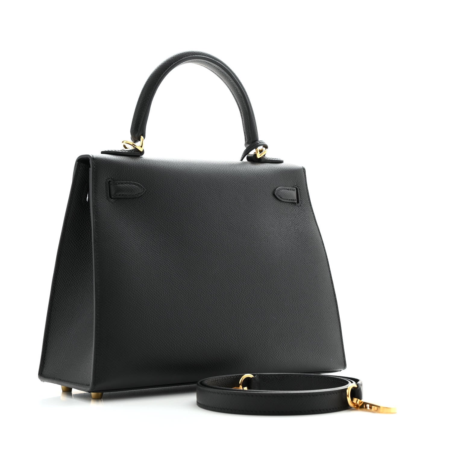 Hermes Epsom Kelly Sellier Handbag Black Travel Bag 25 Black 1755393