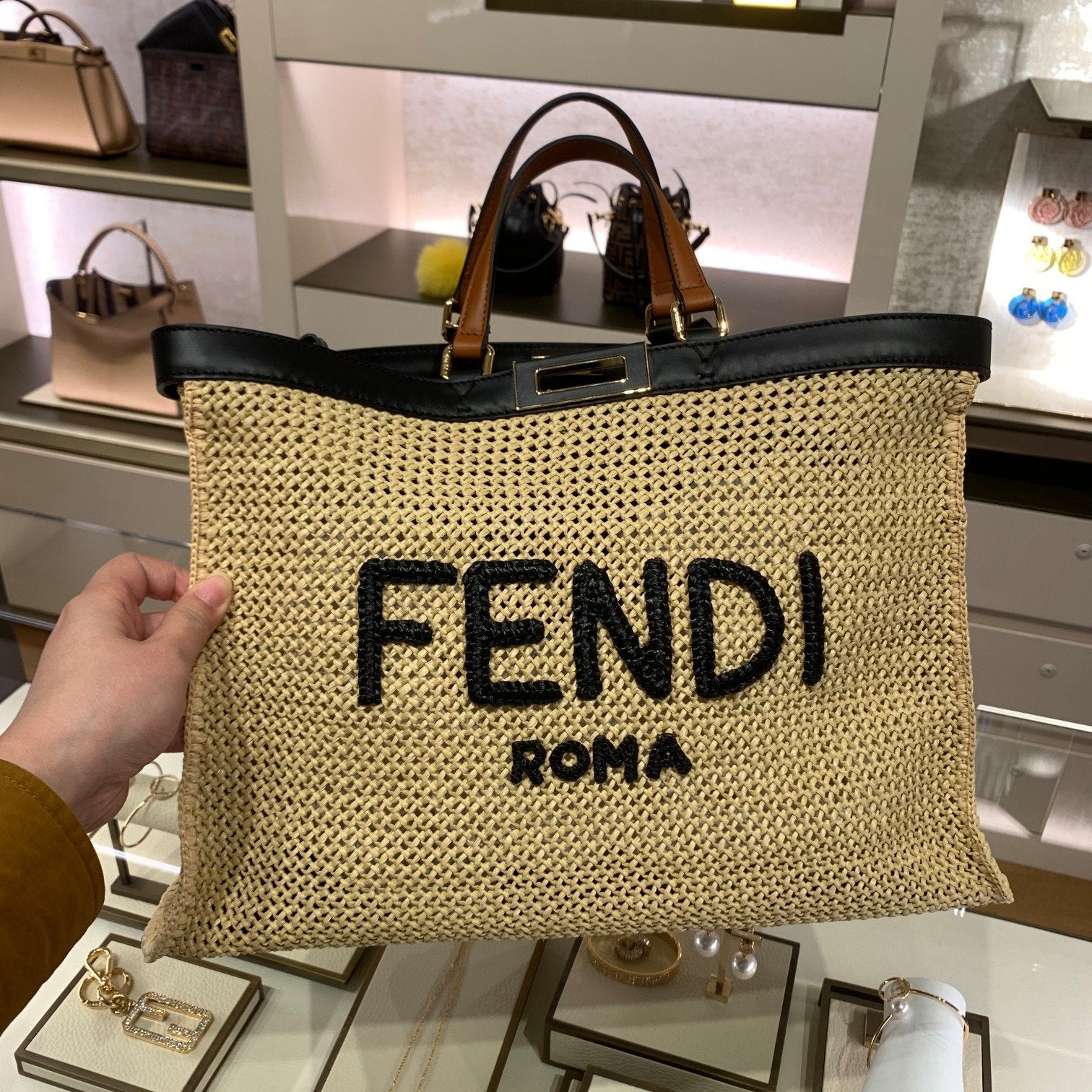 Fendi Top QualityTop Quality Peekaboo X- Woven Medium FF Tote Bag