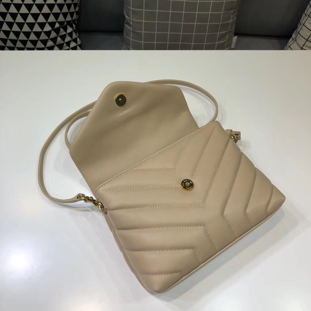 YSL Saint Laurent Loulou 7in 18cm Beige Mini Shoulder Bag