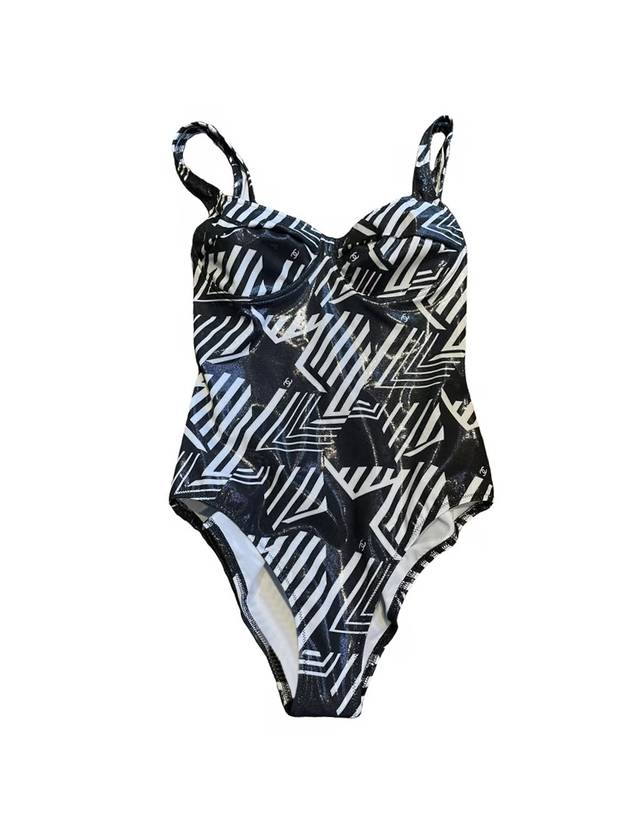 Coco Beach One Piece Swimsuit Black White Chanel