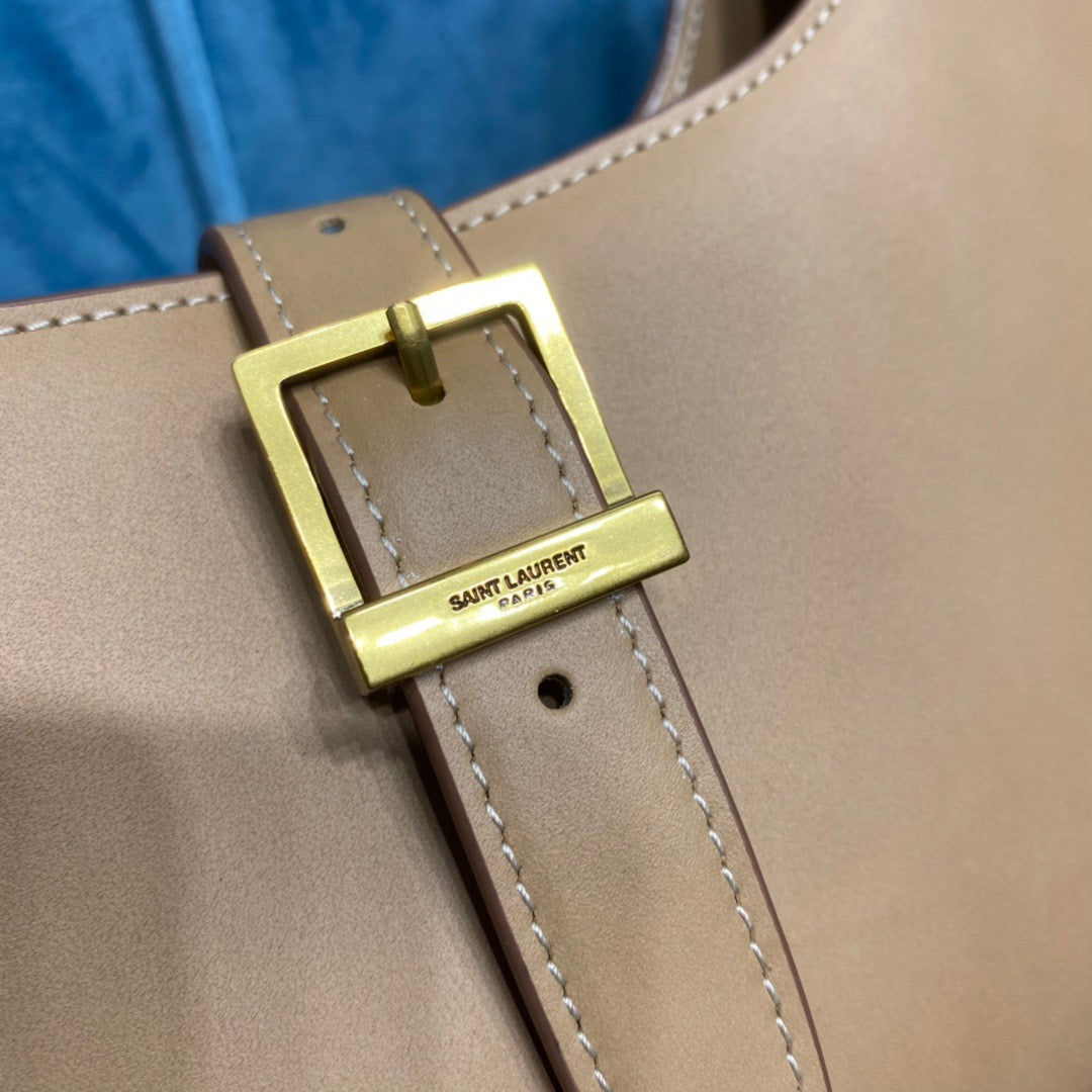 YSL Saint Laurent Le Fermoir 9.5in 24cm Brown Shoulder Bag