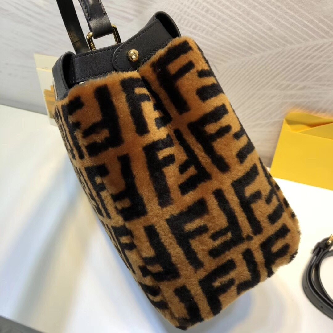 Fendi Top QualityTop Quality Peekaboo Handle Brown FF Handbag