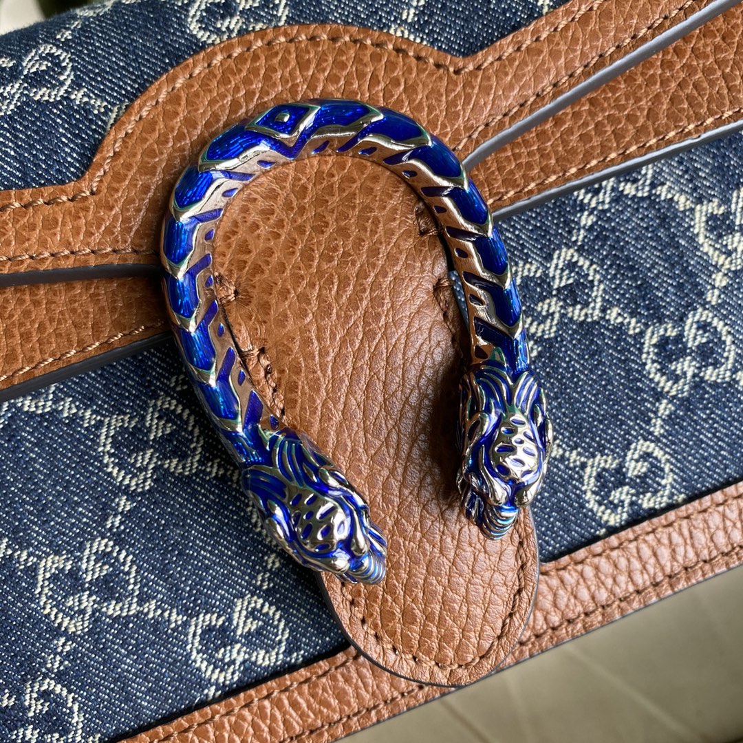 gg Dionysus Dark Ivory Eco Blue Small Shoulder Bag