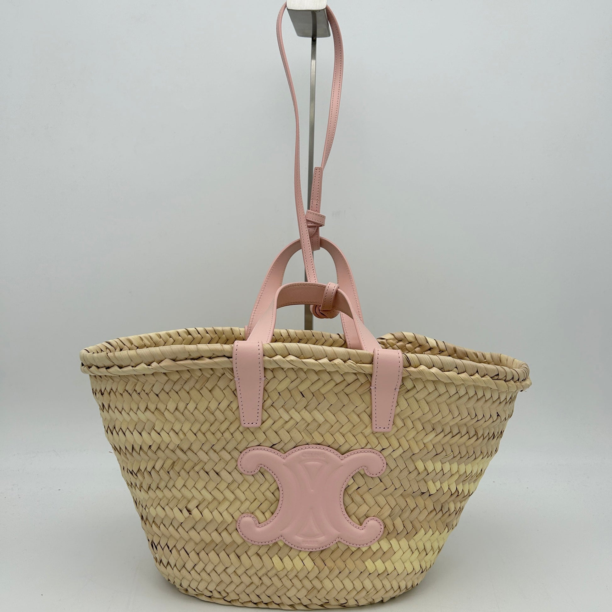 Luxury Medium Basket Bag Leather Pink Travel Bag