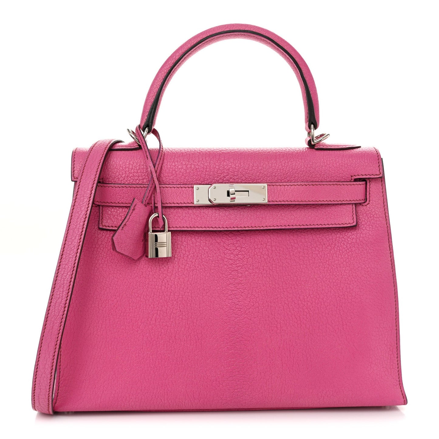 Hermes Chevre De Coromandel Kelly Sellier Fuchsia Handbag Travel Bag