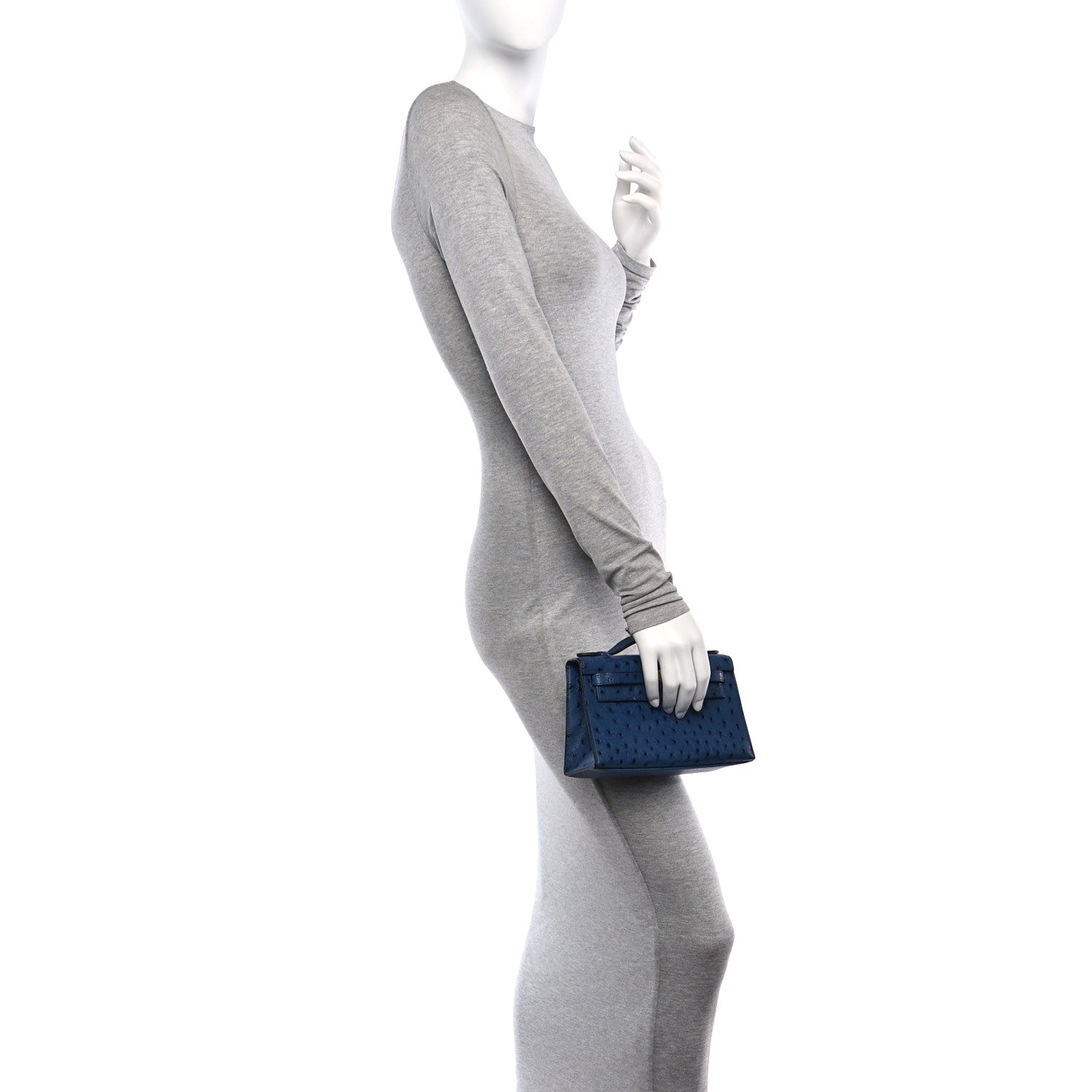 Hermes Ostrich Kelly Pochette Clutch Bleu Roi Clutch Bag