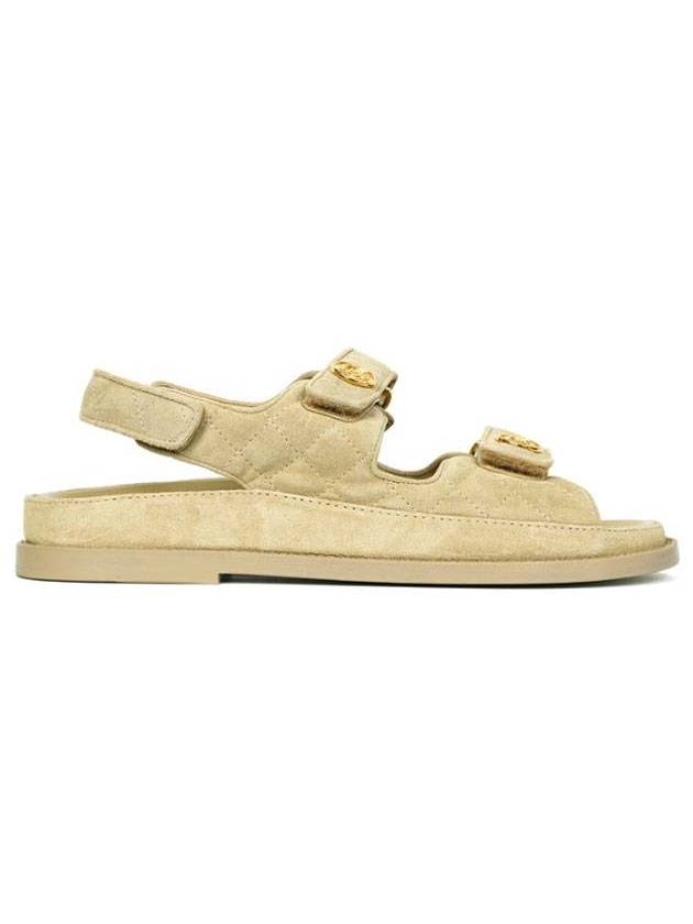 Suede Velcro Sandals Beige Chanel