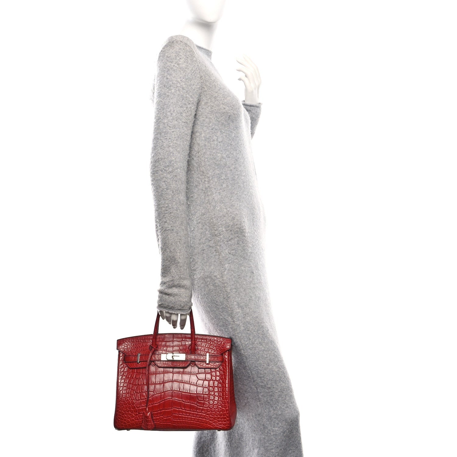 Hermes Matte Alligator Birkin Rouge Handbag Travel Bag