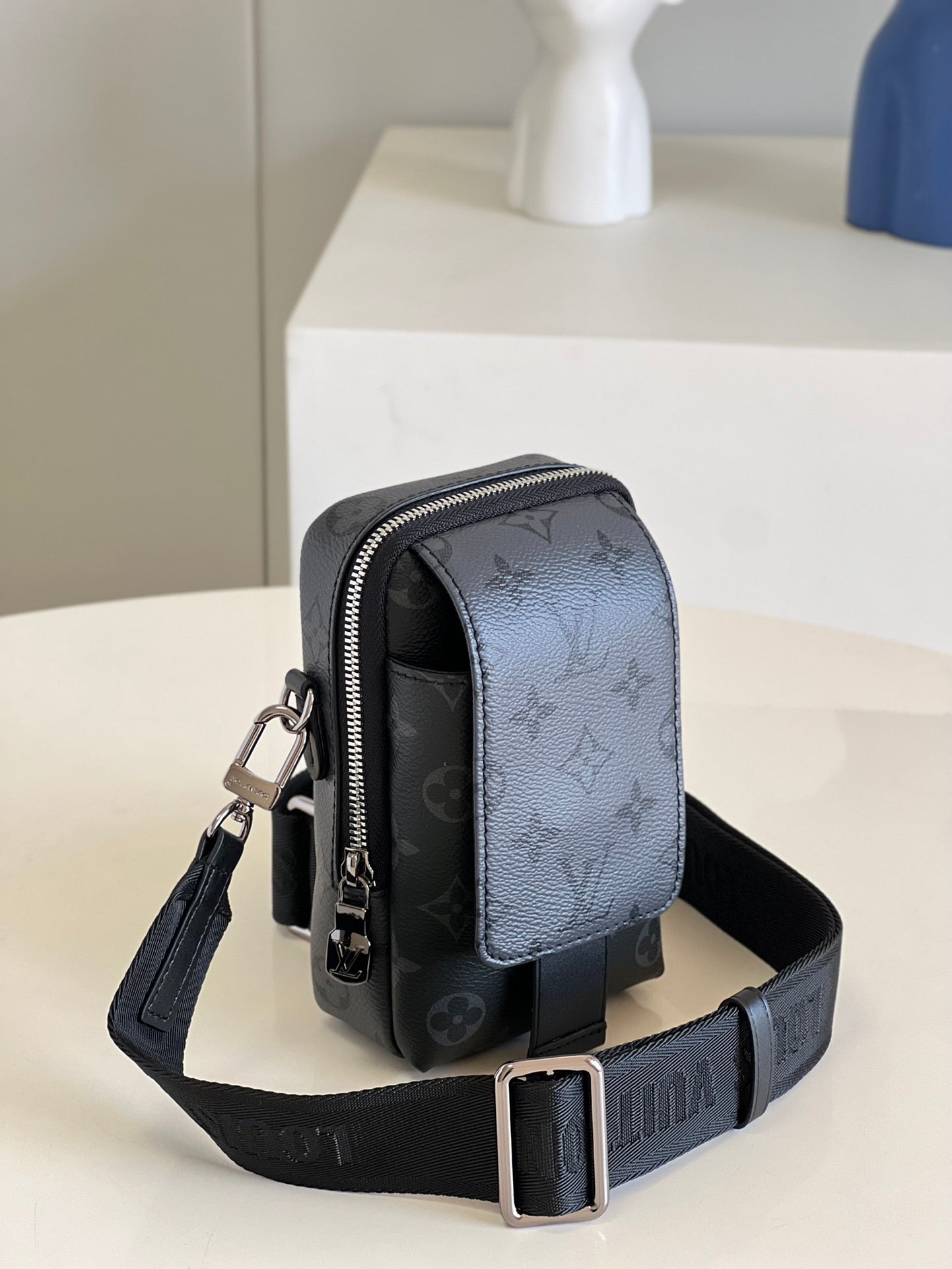 Top Quality Double Phone Pouch Eclipse Reverse Canvas Monogram Crossbody Bag