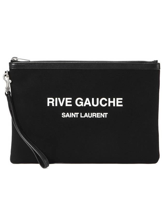 YSL Saint Laurent Luxury Trending Rive Gauche Zipper Strap Clutch Bag Black