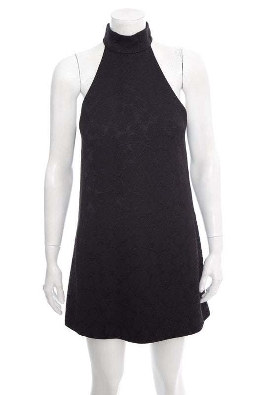 YSL Saint Laurent Bag Floral Halter Neck Dress SZ 4 Black Mini Mini Bag