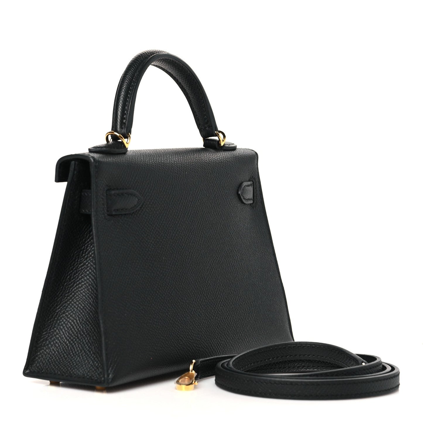 Hermes Epsom Kelly Sellier Handbag Black Mini Travel Bag 20 Black 1753235