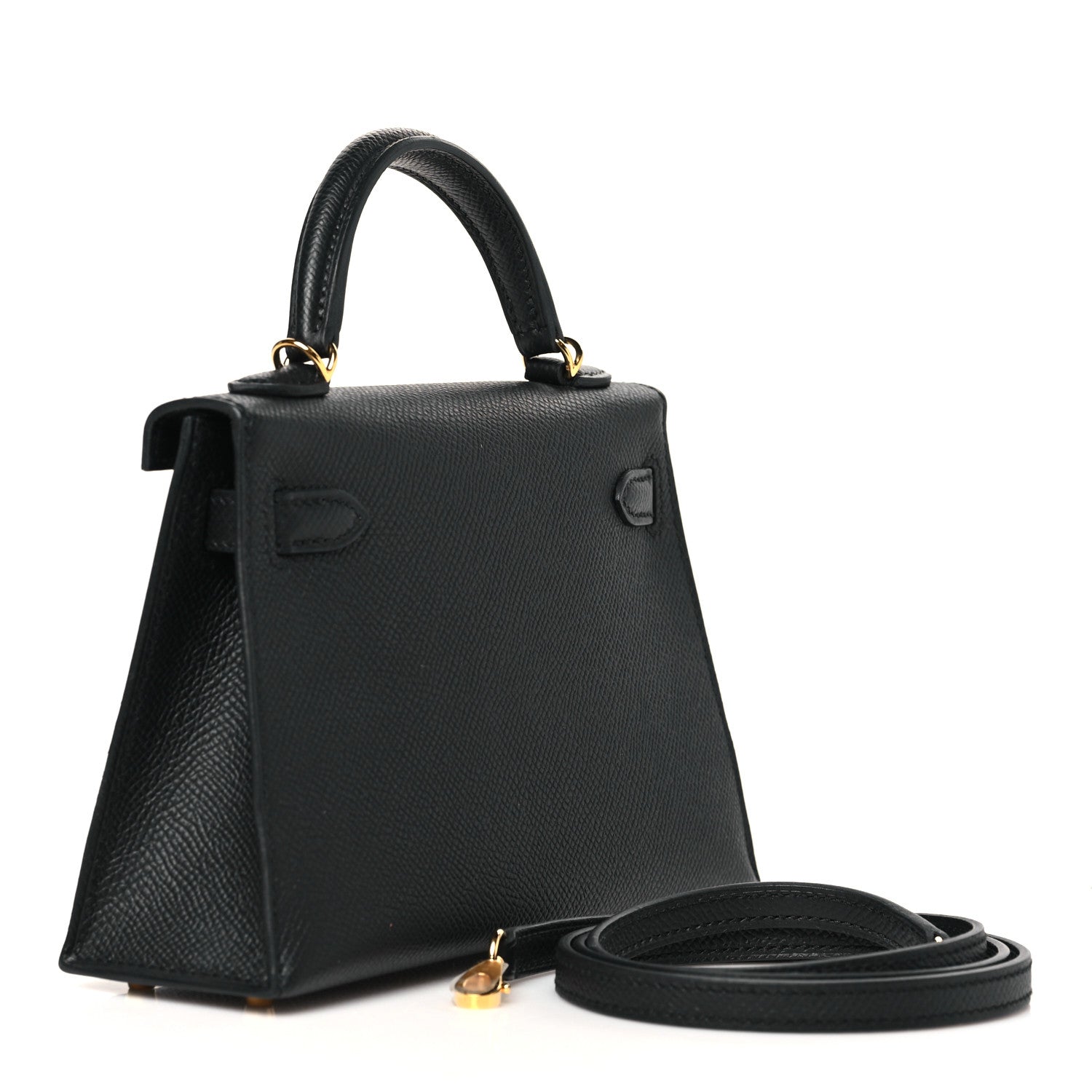 Hermes Epsom Kelly Sellier Handbag Black Mini Travel Bag 20 Black 1753235