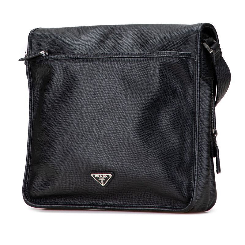 Prada Triangle Plate Shoulder Bag Saffiano Logo
