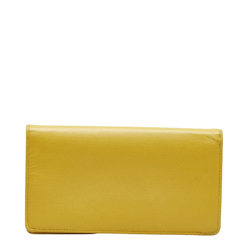 Chanel Button Bi-Fold Wallet Long Wallet Yellow Leather