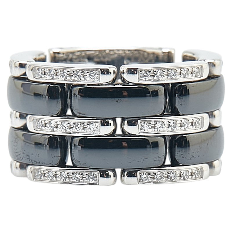 Chanel Ultra AU750 White Gold Black Ceramic Ring Size 8 Bag