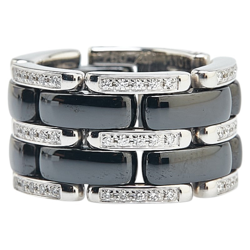 Chanel Ultra AU750 White Gold Black Ceramic Ring Size 8 Bag