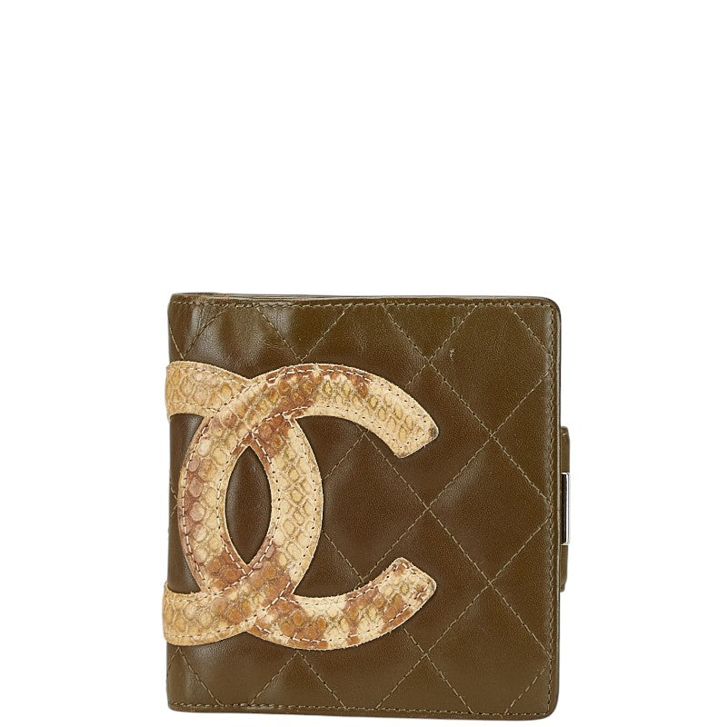Chanel Cambon Line Coco Mark Python Embossed Lambskin Wallet