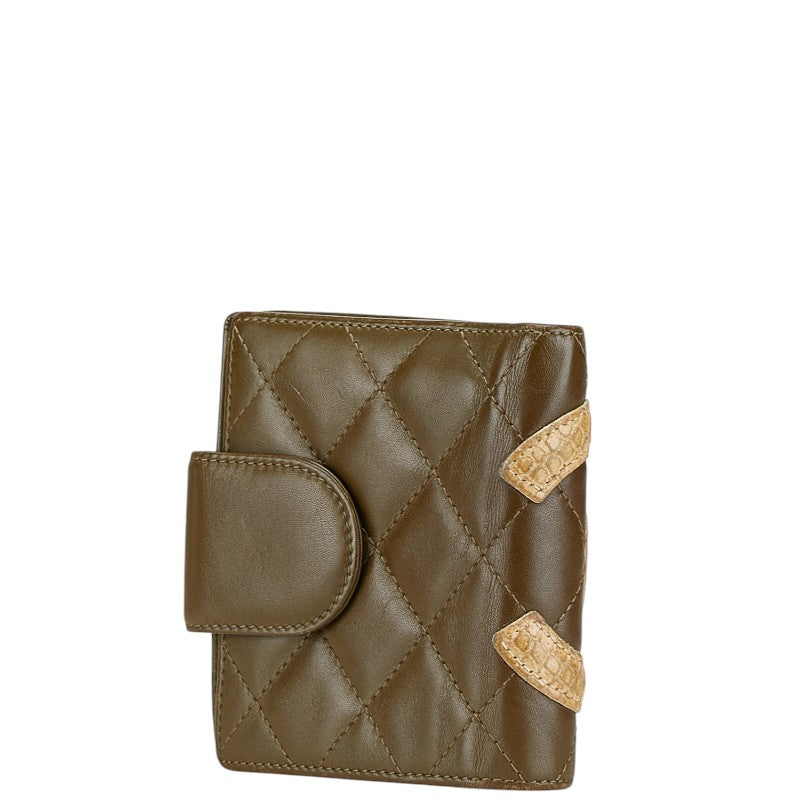 Chanel Cambon Line Coco Mark Python Embossed Lambskin Wallet
