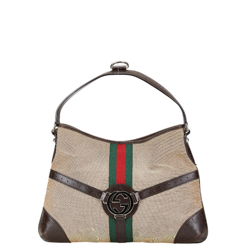 Gucci Interlocking Sherry Line Shoulder Bag Leather Canvas