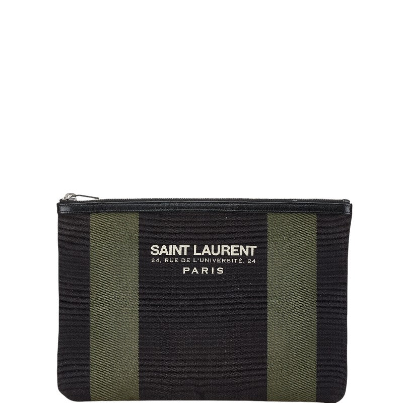 YSL Saint Laurent Clutch Bag Leather Canvas