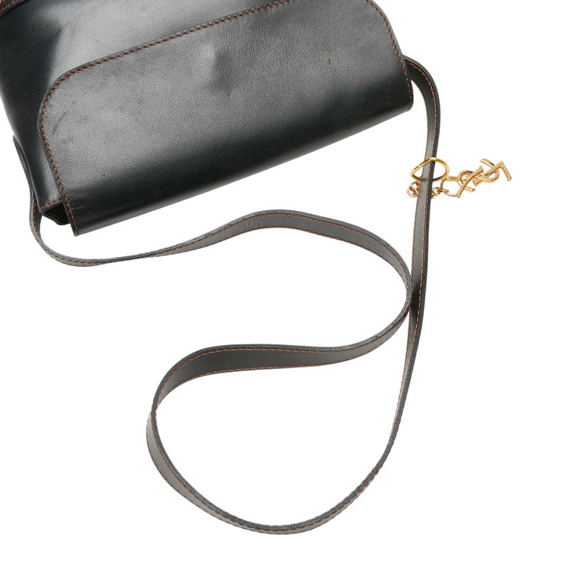 YSL Saint Laurent Cutout Shoulder Bag Leather Leather Shoulder Bag