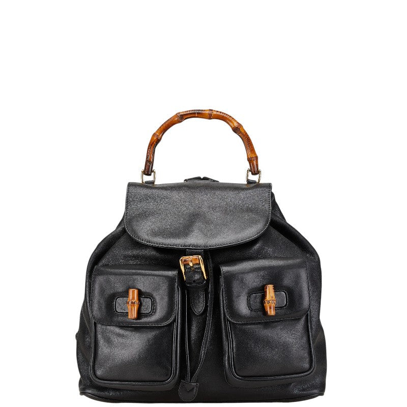 Gucci Bamboo Backpack Leather Black 3