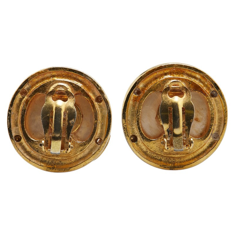 Chanel Gold Plated Coco Mark Faux Pearl Earrings Bag