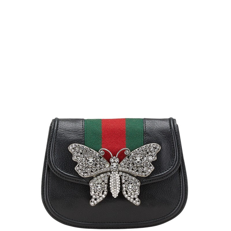 Gucci Totem Butterfly Shearling Shoulder Bag Leather