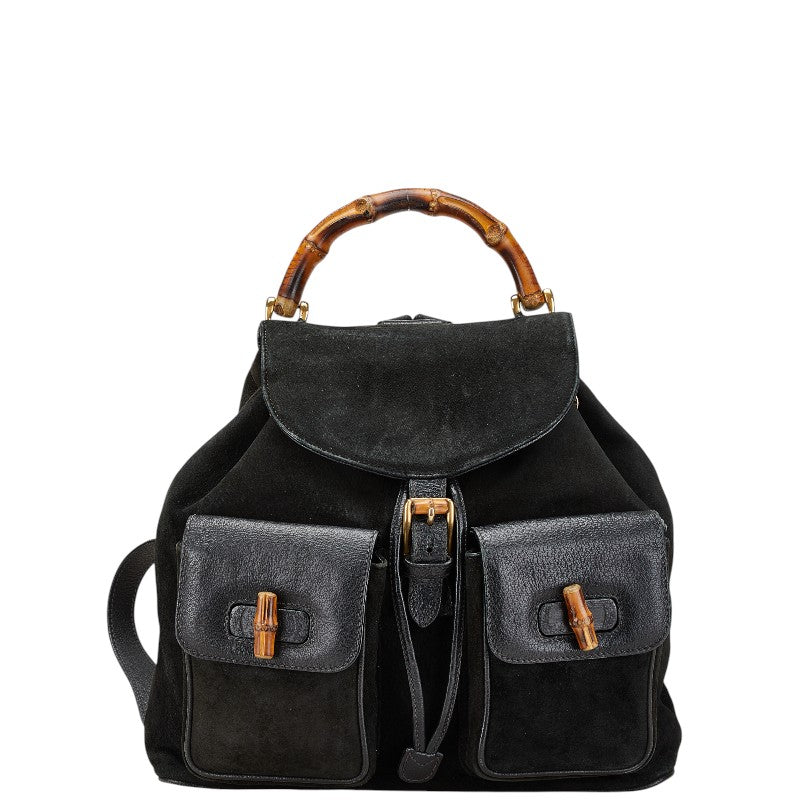 Gucci Bamboo Backpack Leather Suede 003 58