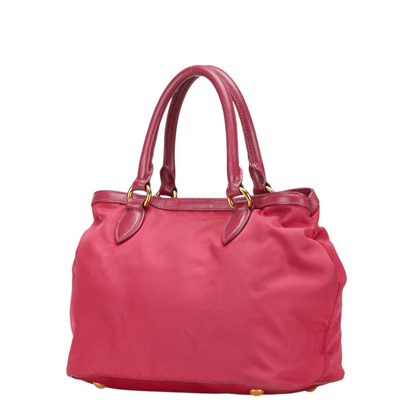 Prada 1Ba172 2Way Bag Leather Nylon Travel Bag