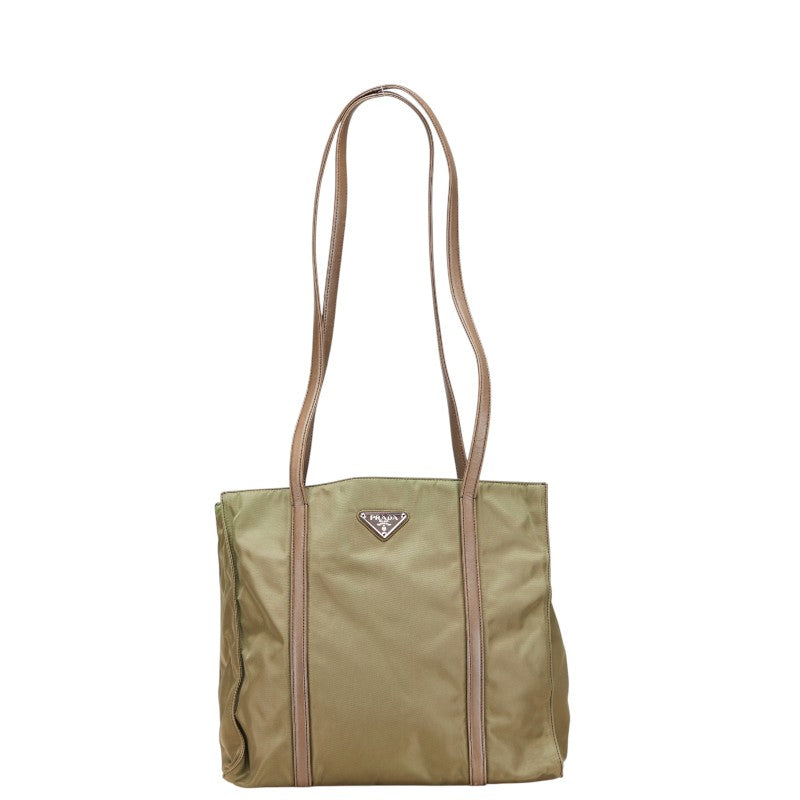 Prada Triangle Plate Shoulder Bag Leather Nylon Logo Shoulder Bag 3