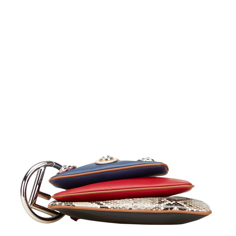 Fendi Triplette 2Way Clutch Bag Leather Python