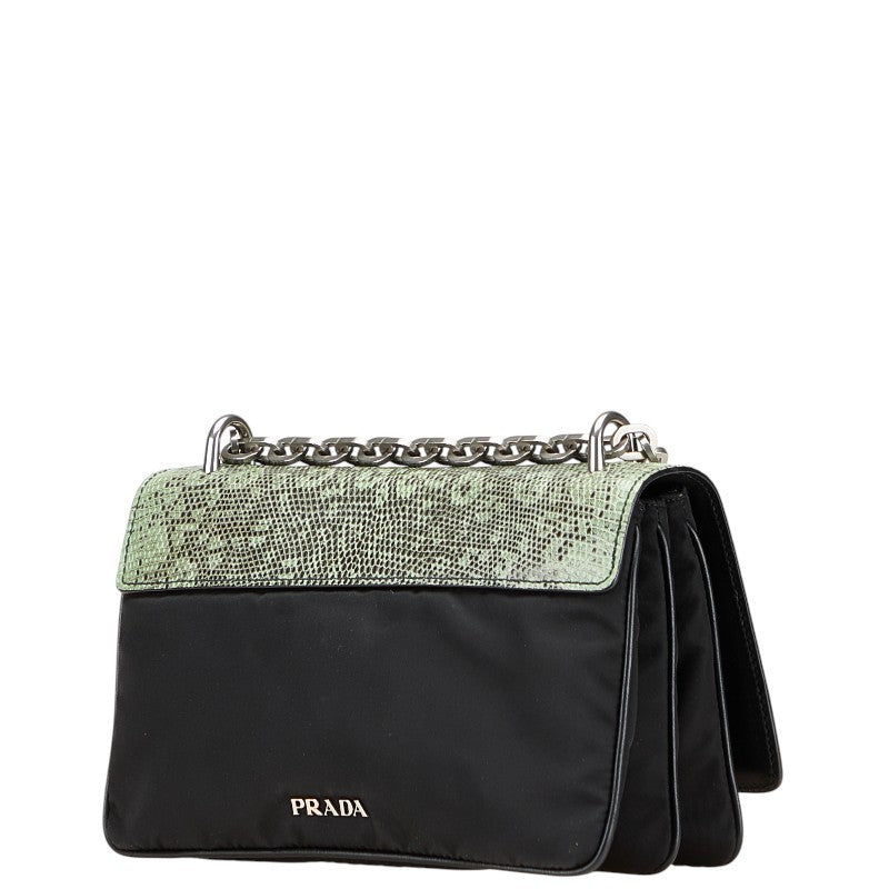 Prada 2Way Bag Leather Nylon Python Travel Bag