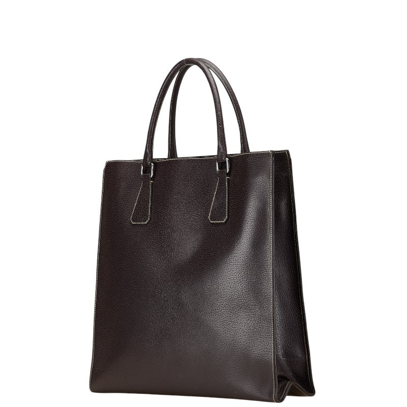 Prada Triangle Plate Tote Bag Leather Logo