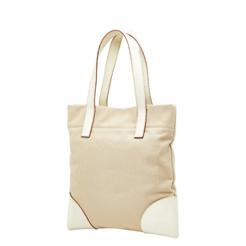 Prada Triangle Tote Bag Leather Canvas Logo