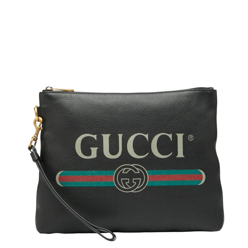 Gucci Print Clutch Bag Leather Logo