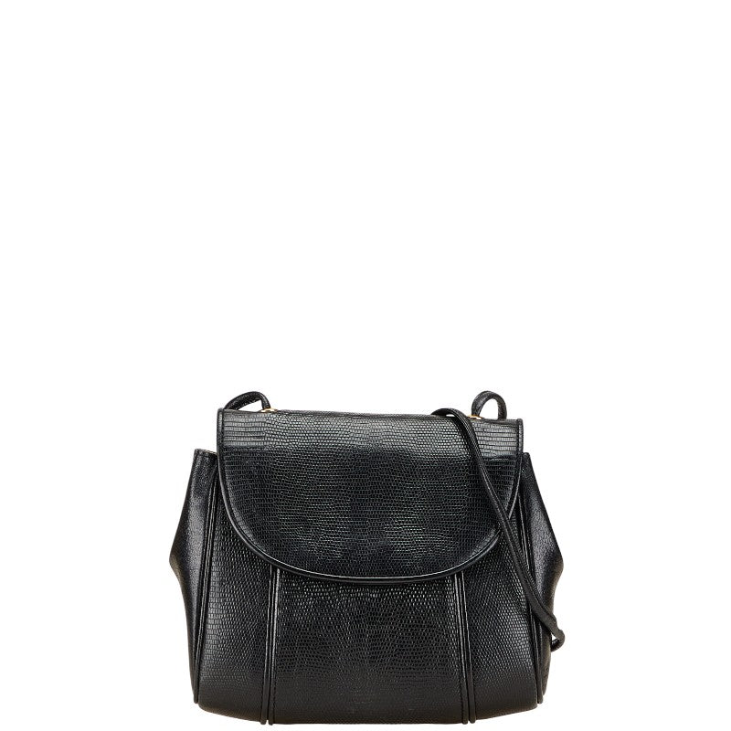 YSL Saint Laurent Lizard Shoulder Bag Leather Embossed