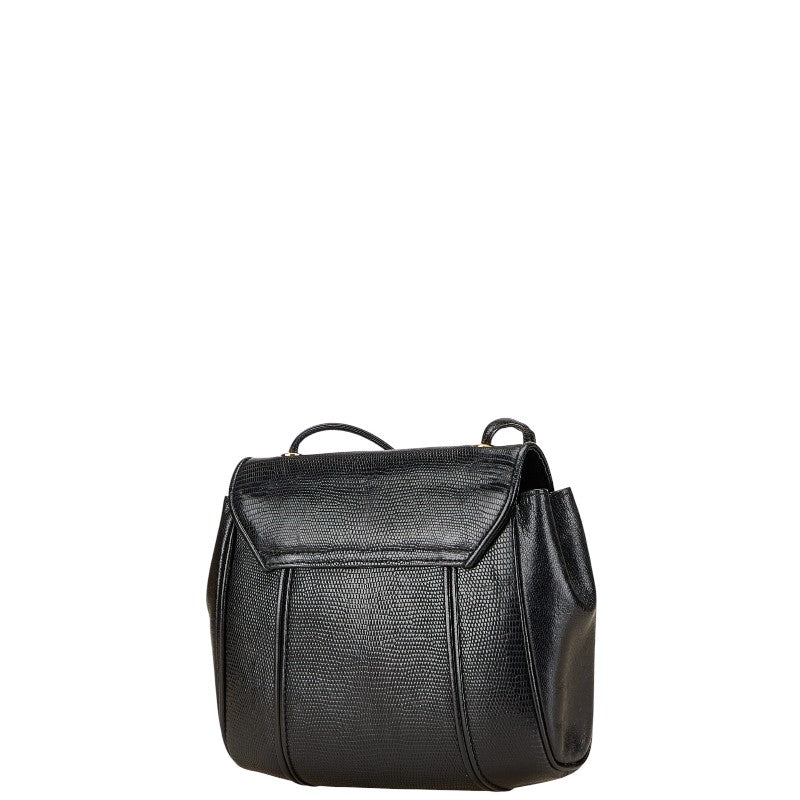 YSL Saint Laurent Lizard Shoulder Bag Leather Embossed