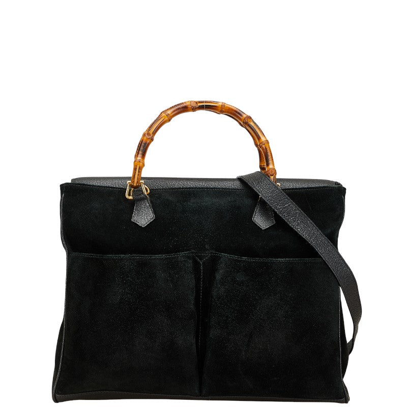 Gucci Bamboo 2Way Bag Leather Suede Travel Bag