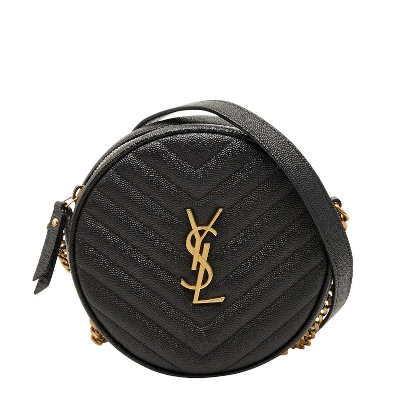 YSL Saint Laurent Vinyle Calfskin Shoulder Bag Chain Logo