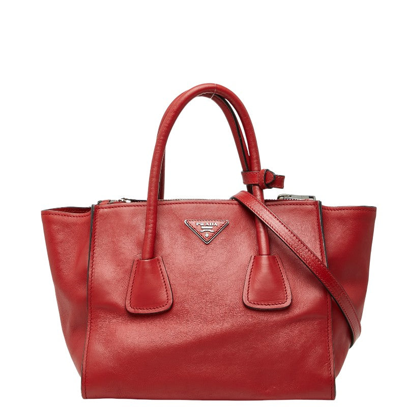 Prada Triangle 2Way Bag Leather Logo Travel Bag