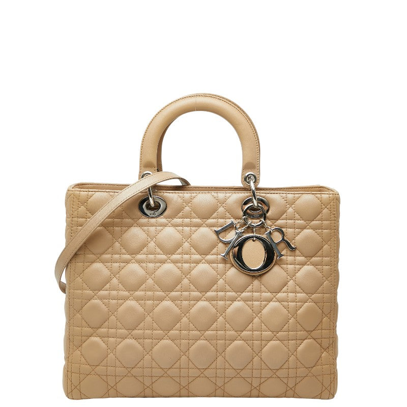 Dior Christian Lady Cannage 2Way Bag Leather Travel Bag