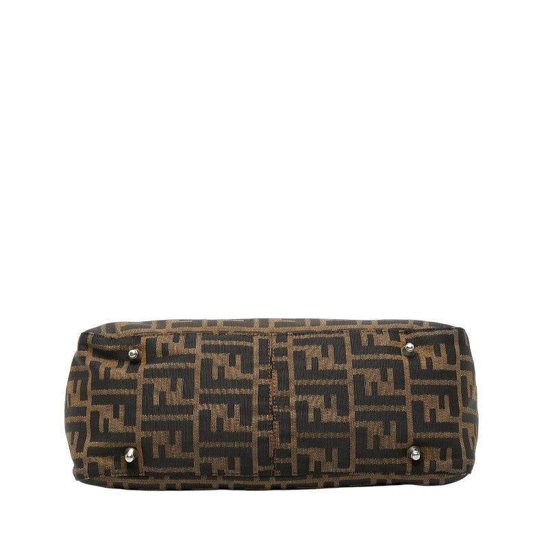 Fendi Zucca Handbag Leather Canvas Travel Bag Leather Handbag 9